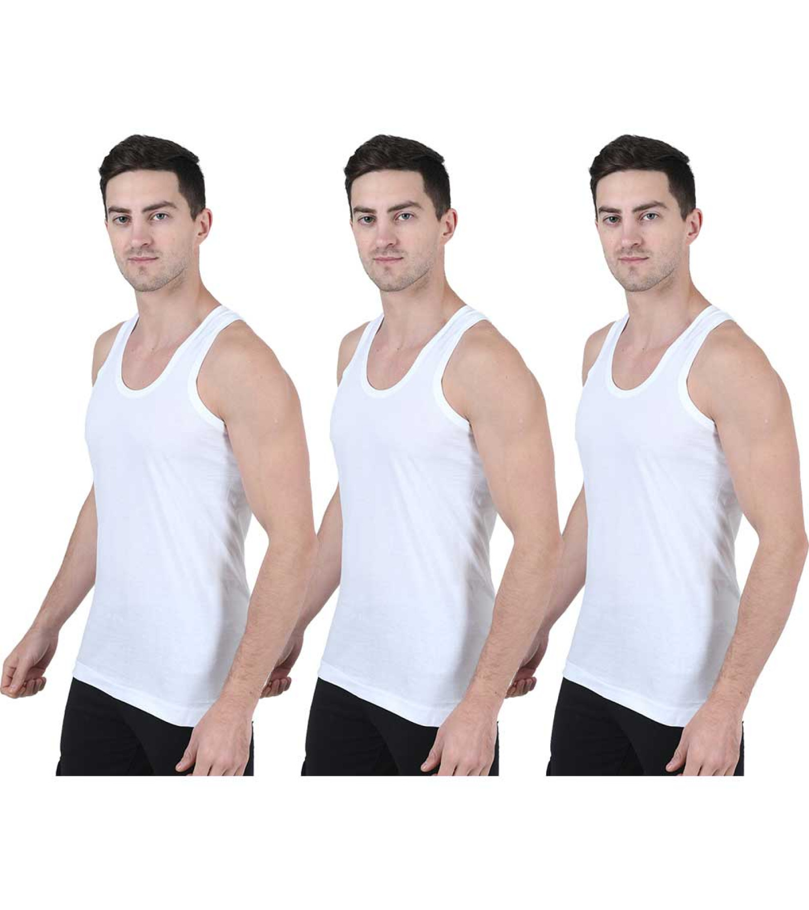 Men's Sleeveless Vest Combo Pack of 3 - White